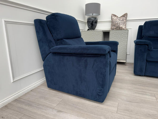 G Plan Harper Plush Indigo Premium Velvet Static 3 Seater + Armchair RRP £3,95210