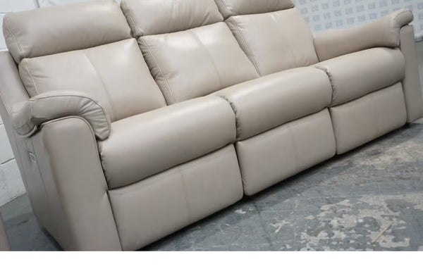 Parker Knoll Arizona grey leather 3&3 seater sofa set power recliner + lumbar1