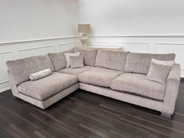 Sofology Majestica Truffle Fabric Terminal End Chaise Corner Sofa Full Back16