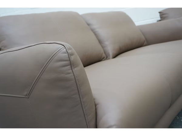 Sofology Adler trusty matt mushroom leather pair of 2 seater sofas set5