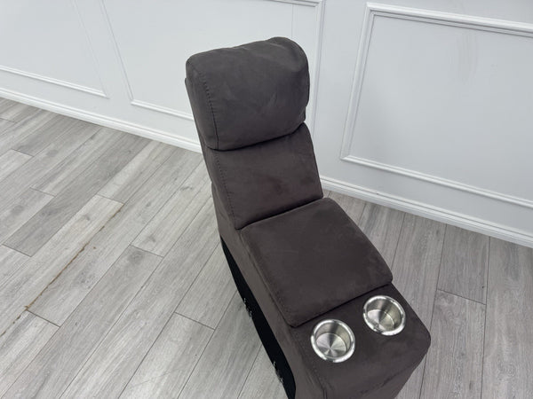 Sofology Radleigh Console Chocolate Brown Textured Fabric Cup Holders Storage9