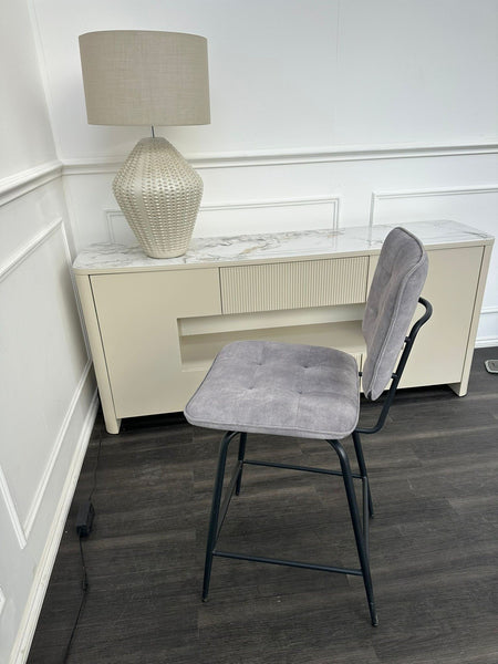 Furniture Village Toronto Grey Velvet Swivel Dining Barstool1