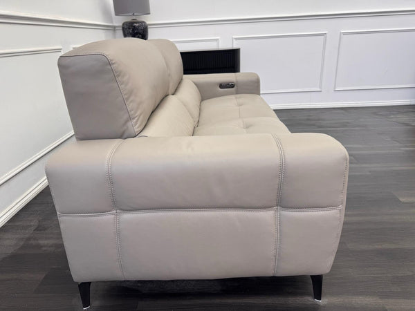 Furniture Village New York Power Recliner 3 Seater Sofa Pale Grey Leather19