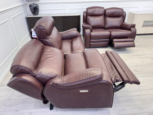 Parker Knoll Boston Burgundy Leather Power Recliner 3+2 Seater Sofa RRP £409910