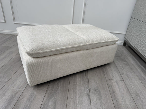 Furniture Village Starlight White Fabric Large Footstool Adjustable Chair2