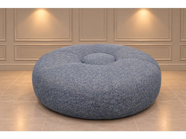 Duresta blue mix cross weave fabric large circular footstool0