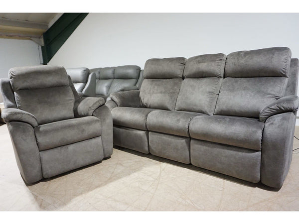 G Plan Kingsbury prama sable fabric Power Recliner 3 seater sofa & Armchair Set2