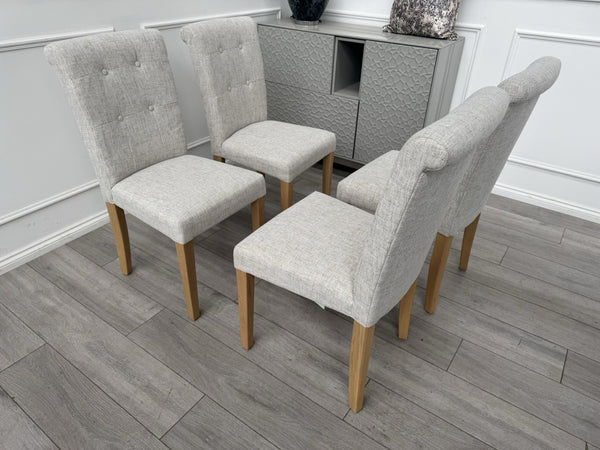 Furniture Village Augusta Cream Fabric Set Of 4 Roll Back Dining Chairs0
