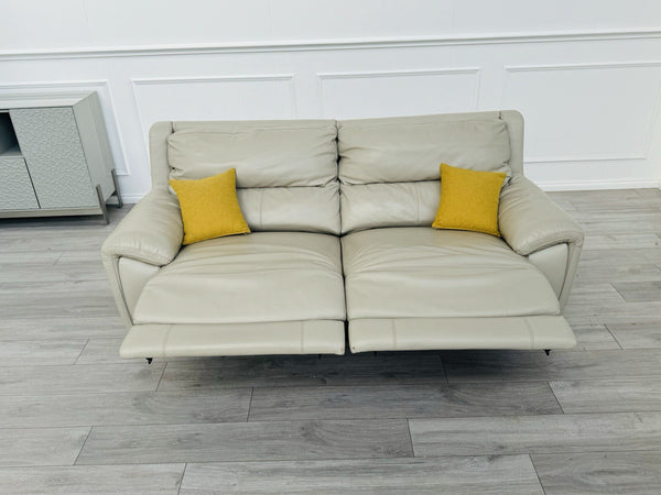 Furniture Village Feather Grey Leather Power Recliner 3 Seater Sofa7