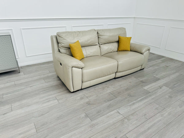 Furniture Village Feather Grey Leather Power Recliner 3 Seater Sofa21