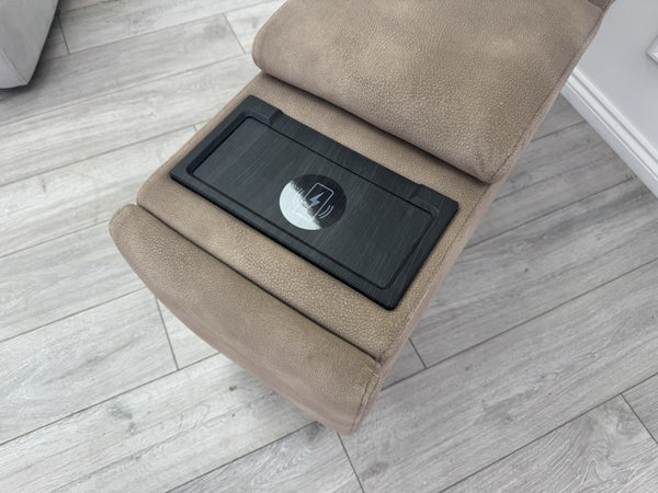 Sofology Illinois Console Mottled Fabric Latte Cup Holders Wireless Charging6