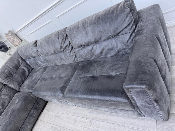 Sofology Maximo Large Corner Sofa Dark Grey Aniline Leather 3/CNR/315