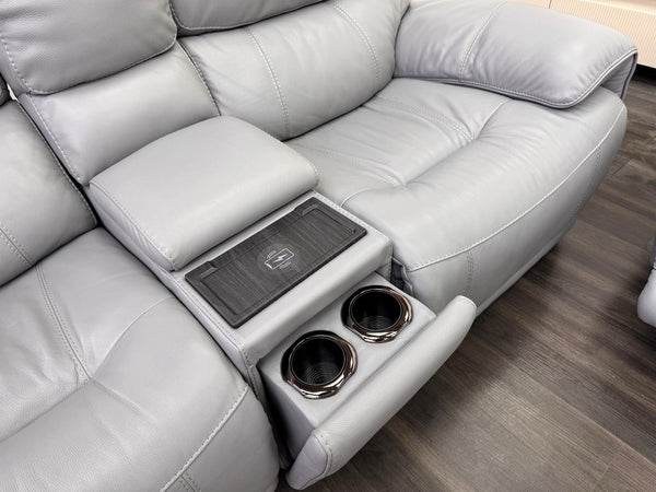 Furniture Village Link Power Recliner 2 Seater + 2x Armchairs Set Grey Leather18