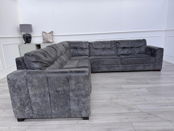 Sofology Maximo Large Corner Sofa Dark Grey Aniline Leather 3/CNR/31