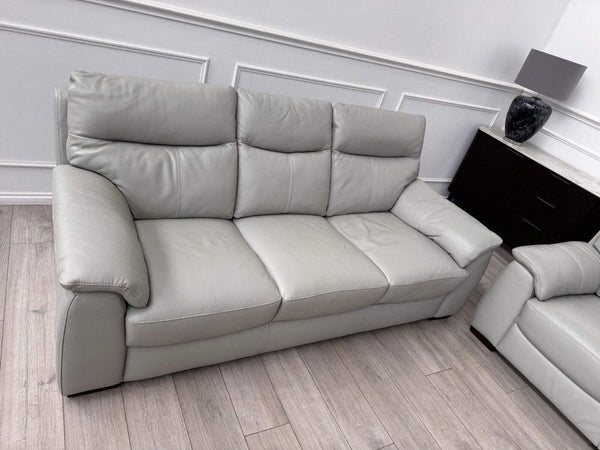 Furniture Village Grey Genuine Leather Sofa 3 Seater Sofa + 2x Armchairs Set9