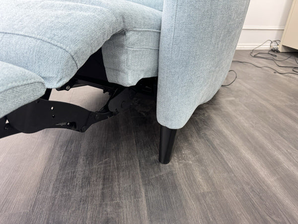 Furniture Village Petit Blue Herringbone Fabric Armchair Power Recliner10