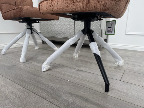 Furniture Village Saturn Rust Burnt Orange Fabric Pair Of 2 Swivel Dining Chairs13