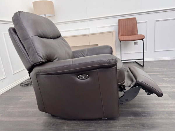 FV Lille Dark Brown Leather Armchair Power Recliner2