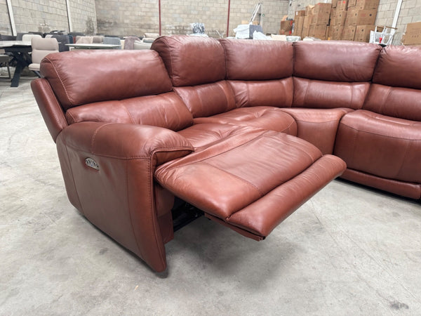 Furniture Village Link Brown Leather Power Recliner Corner Sofa Symmetrical5