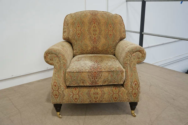 Parker Knoll Westbury oatmeal designer patterned fabric Pair Of Armchairs (two)1