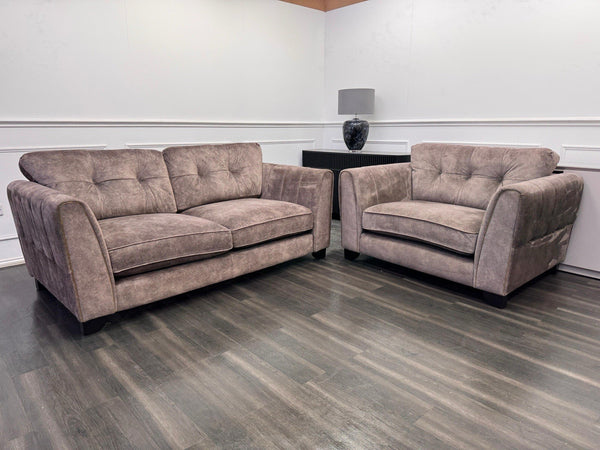 FURNITURE VILLAGE ARIANA 3 Seater Sofa Cuddle Set Classic Back Dapple Chocolate0