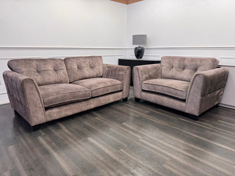 FURNITURE VILLAGE ARIANA 3 Seater Sofa Cuddle Set Classic Back Dapple Chocolate0