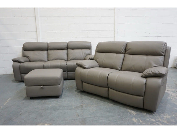 FV Moreno elephant grey leather electric reclining 3 + 2 seater sofas Set0