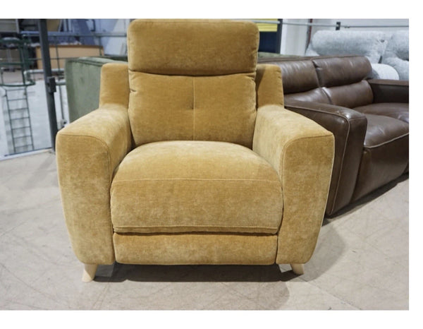 Barker and Stonehouse Mustard Chenille Fabric Power Recliner Armchair 2