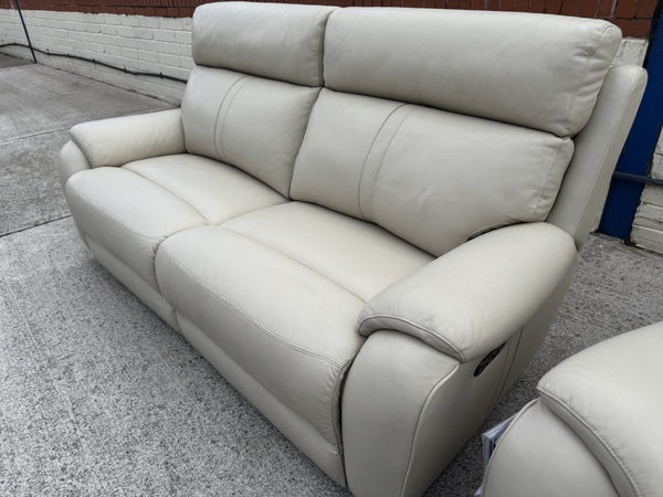 LA-Z-BOY WINCHESTER LEATHER POWER RECLINER 3 SEATER SOFA & ARMCHAIR SET - Cream3