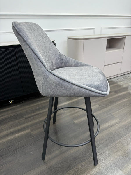Furniture Village Veja Grey Velvet Swivel Dining Barstool (Pre-sale)10