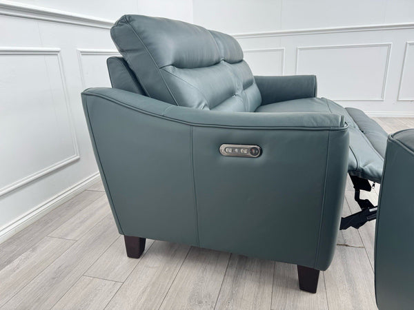 LAZYBOY MONZA STATIC 2 + 3 SEATER POWER RECLINER SOFA SET IN PETROL LEATHER12