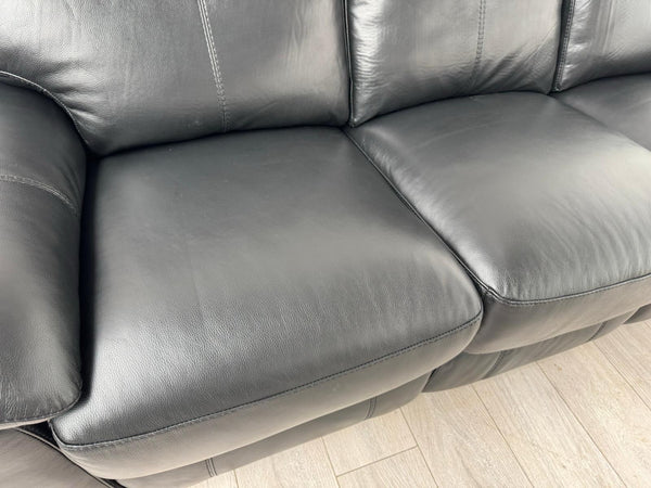 FV Serene Black Leather Power Recliner 3 Seater Sofa Lumbar + Headrest18