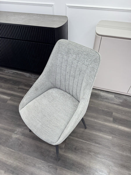 FV Crete Silver Grey Fabric Swivel Dining Chair With Handle set of 6 (Delivery)1