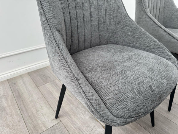 Furniture Village Crete Set Of 6 Swivel Dining Chairs Grey Fabric (Delivery)3
