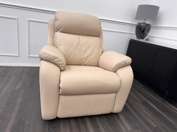 G Plan Kingsbury Beige / Taupe Leather Power Recliner Armchair (Lumbar Support)2
