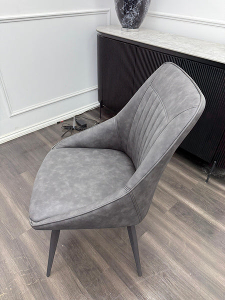 Furniture Village Crete Grey Leather Swivel Dining Chair8