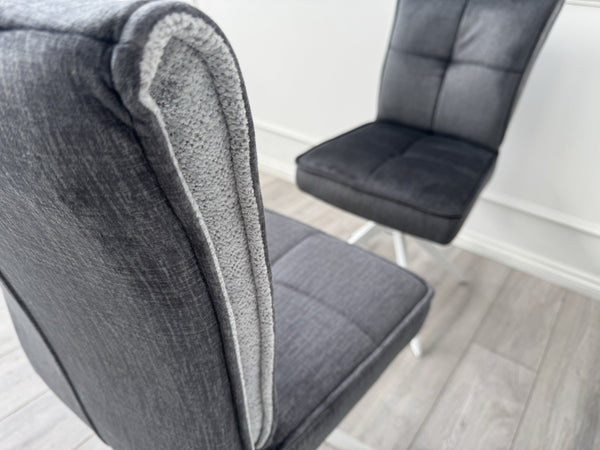 Furniture Village Glacier Set Of 8 Swivel Dining Chairs Dark Grey Fabric19