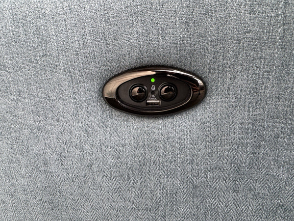 Furniture Village Petit Blue Herringbone Fabric Armchair Power Recliner15