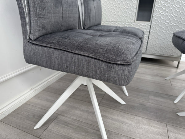 Furniture Village Glacier Set Of 8 Swivel Dining Chairs Dark Grey Fabric17