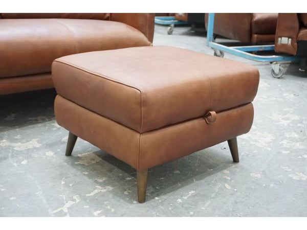 Sofology Adler relaxed soft brown leather storage footstool3