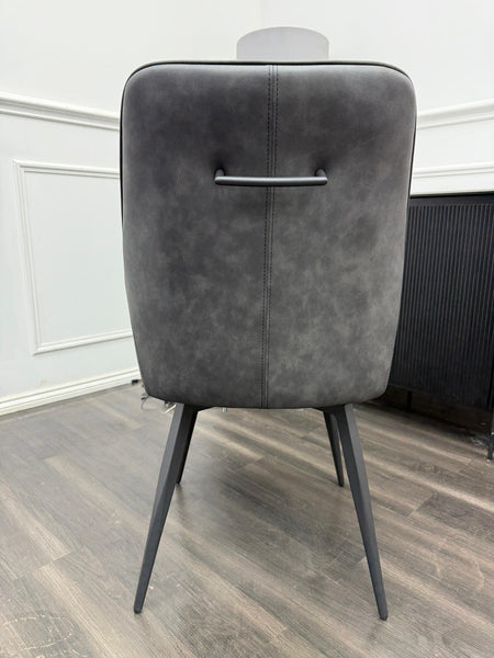 Furniture Village Crete Grey Leather Swivel Dining Chair3