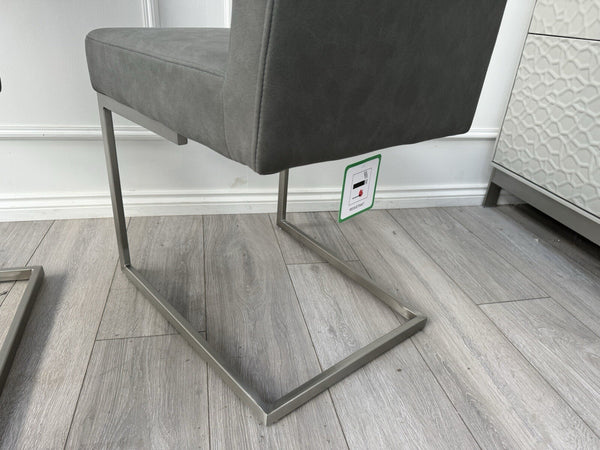 Furniture Village Grigio Pair of Grey Suede Dining Chairs3