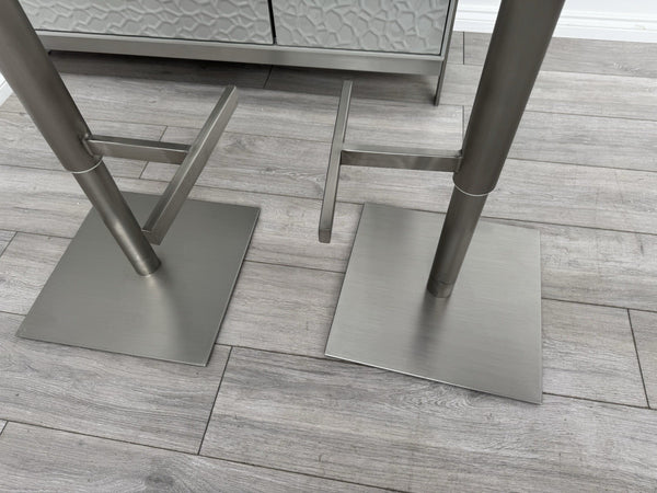 Furniture Village Grigio Pair of 2 Grey Suede Swivel Barstools Chairs6