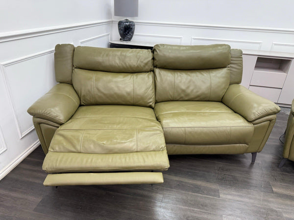 DFS Wren Power Recliner 3+3 Seater Sofa Set In Sage Green Leather9