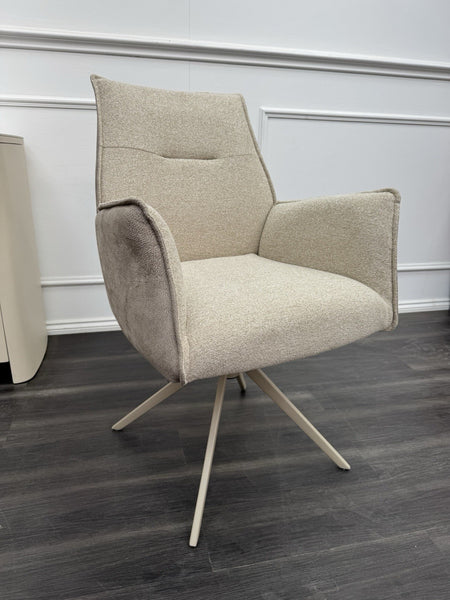 FV Mirage Taupe Beige Fabric Swivel Dining Chair With Arms set of 6 (Delivery)0