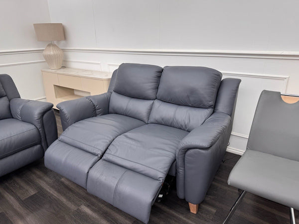 LA Z BOY Vienna Static 3 & Power Recliner 2 Seater Sofa Set Blue Leather20