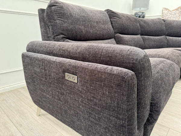 DFS Black Fabric Corner Sofa Power Recliner Modular Sofa10