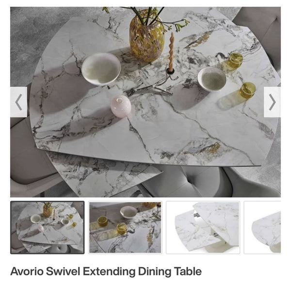 Furniture Village Avorio Swivel Extending Dining Table marble-effect ceramic top2