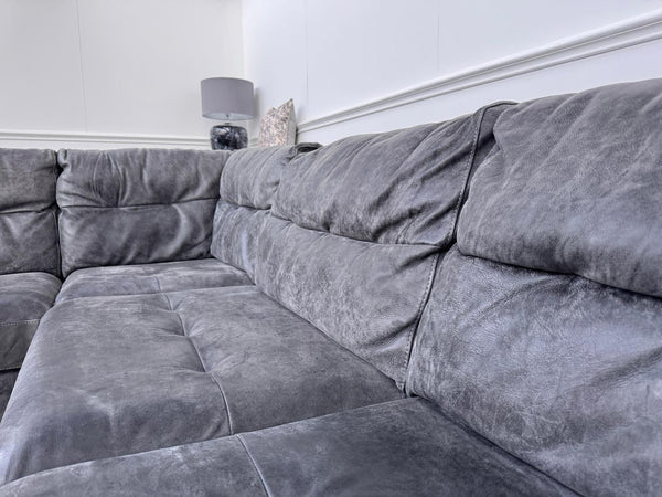 Sofology Maximo Large Corner Sofa Dark Grey Aniline Leather 3/CNR/311
