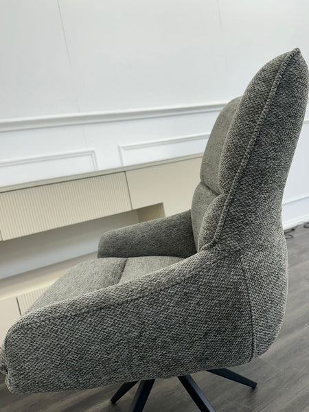 Furniture Village Kiara ash grey fabric swivel dining chair (Pre-sale)2